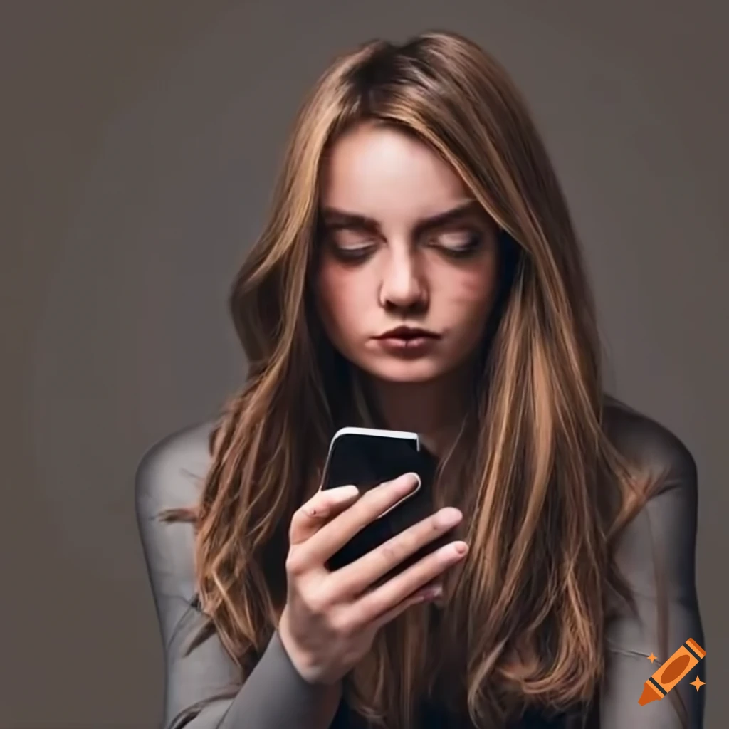 woman holding a phone with a black case