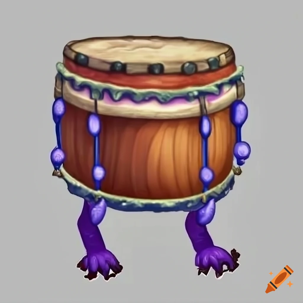 illustration of a drum playing in my singing monsters style