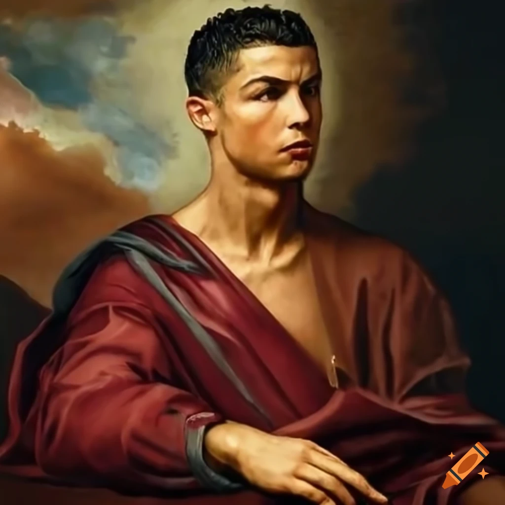 painting of Cristiano Ronaldo and young Jesus