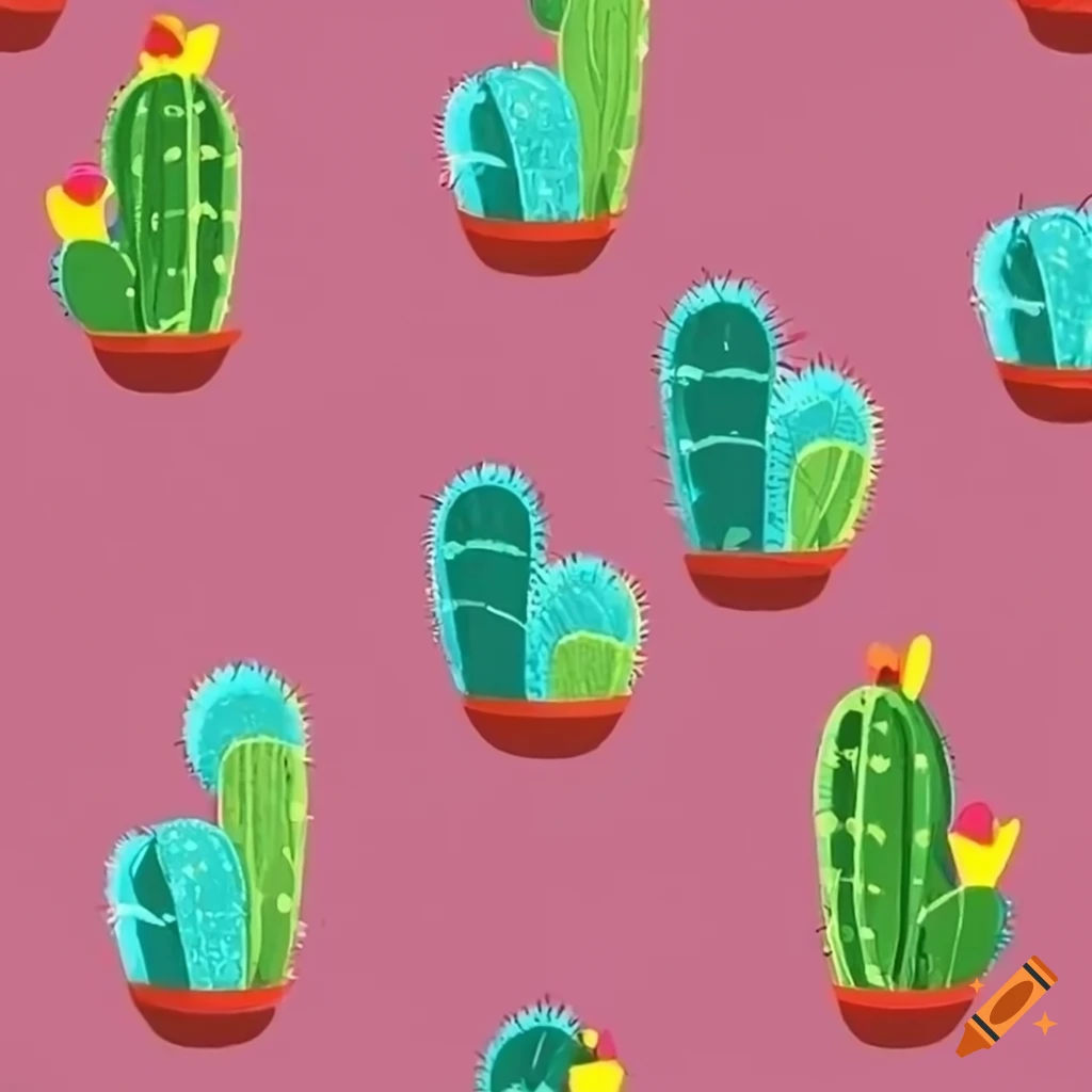 colorful and cute cactus pattern