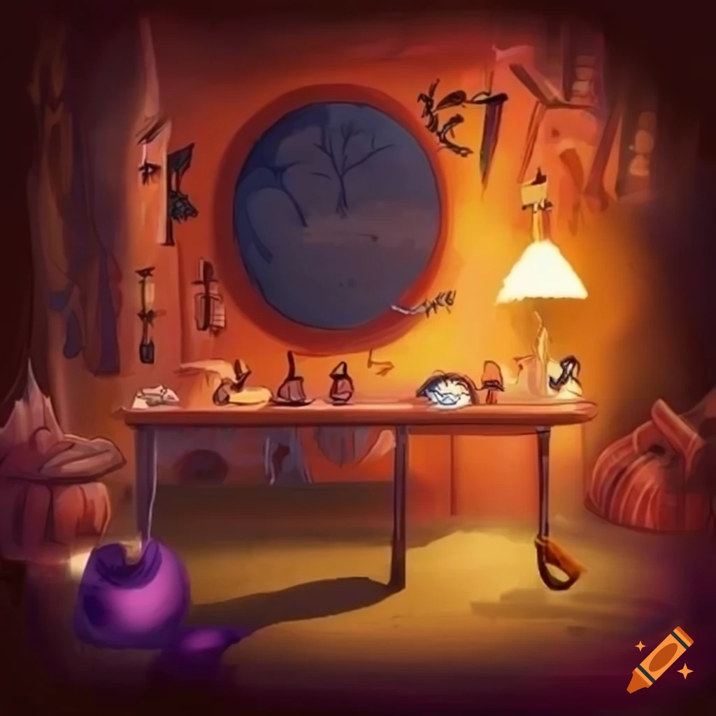 illustration of a cozy witch's living room