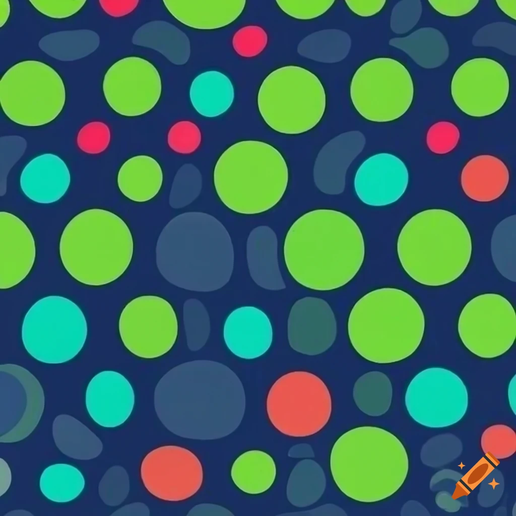 90s style pattern with lime green dots on dark blue background