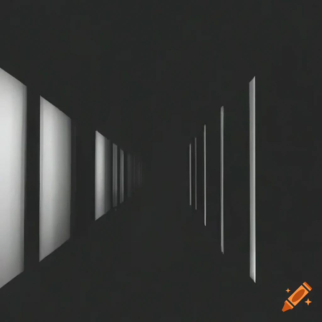 foggy corridor with multiple doors