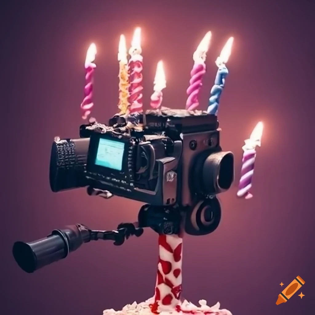 camera filming a birthday cake