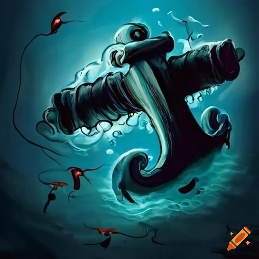 Tim Burton-style anchor in the sea