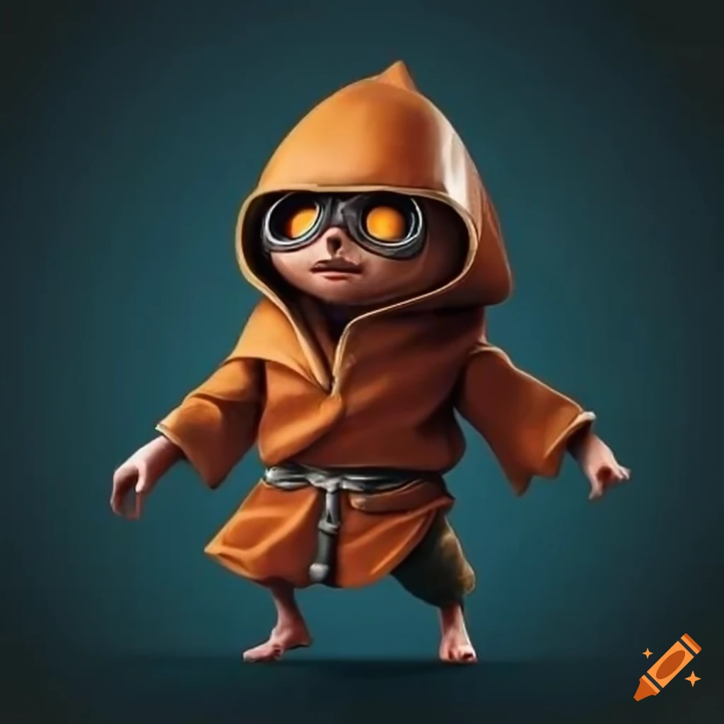 image of a hooded monk with a rocket backpack