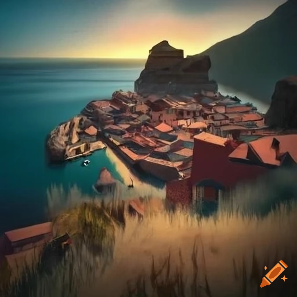 wide shot of the coastal town of Sanchez