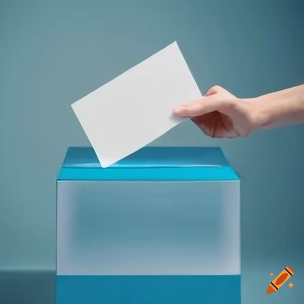 voting card being placed in a light blue ballot box