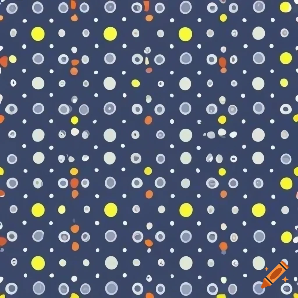 90s style orange and yellow dot pattern on navy blue background