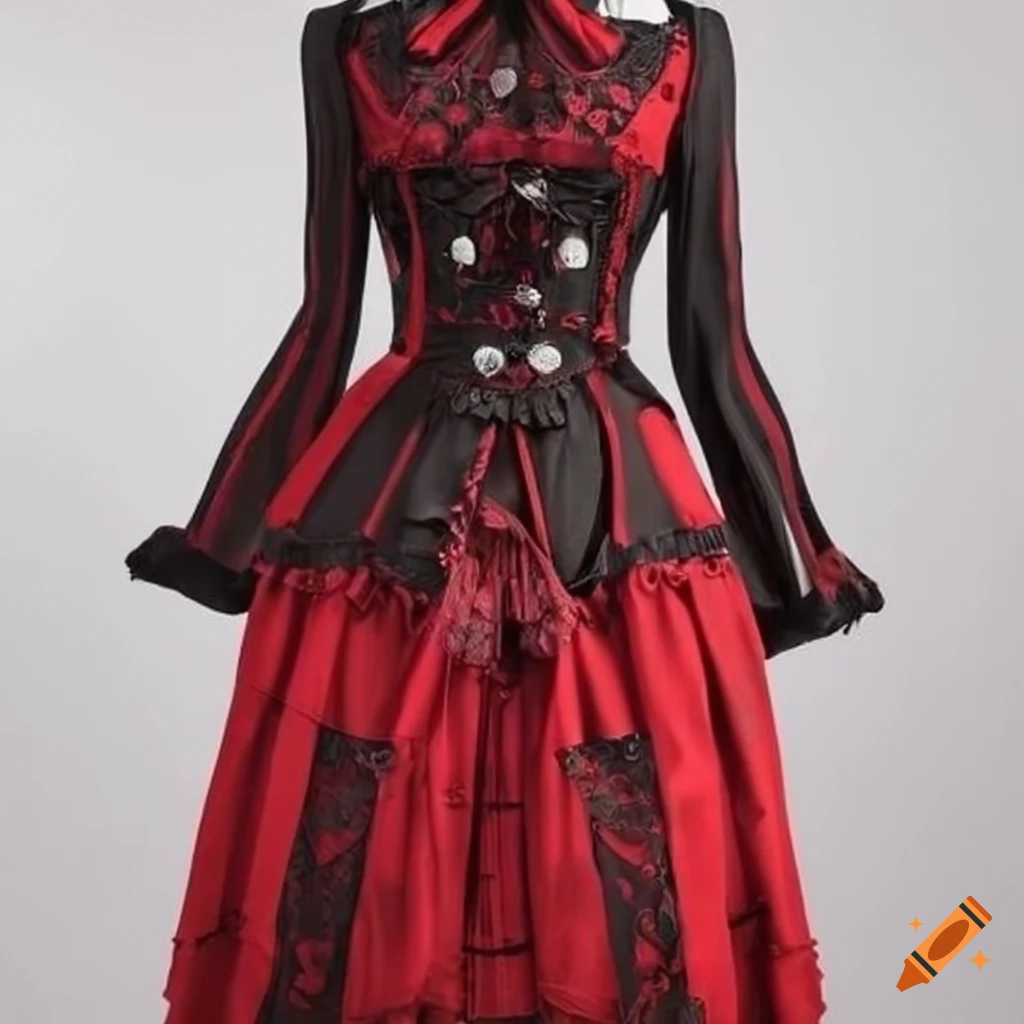 red gothic lolita dress on a mannequin