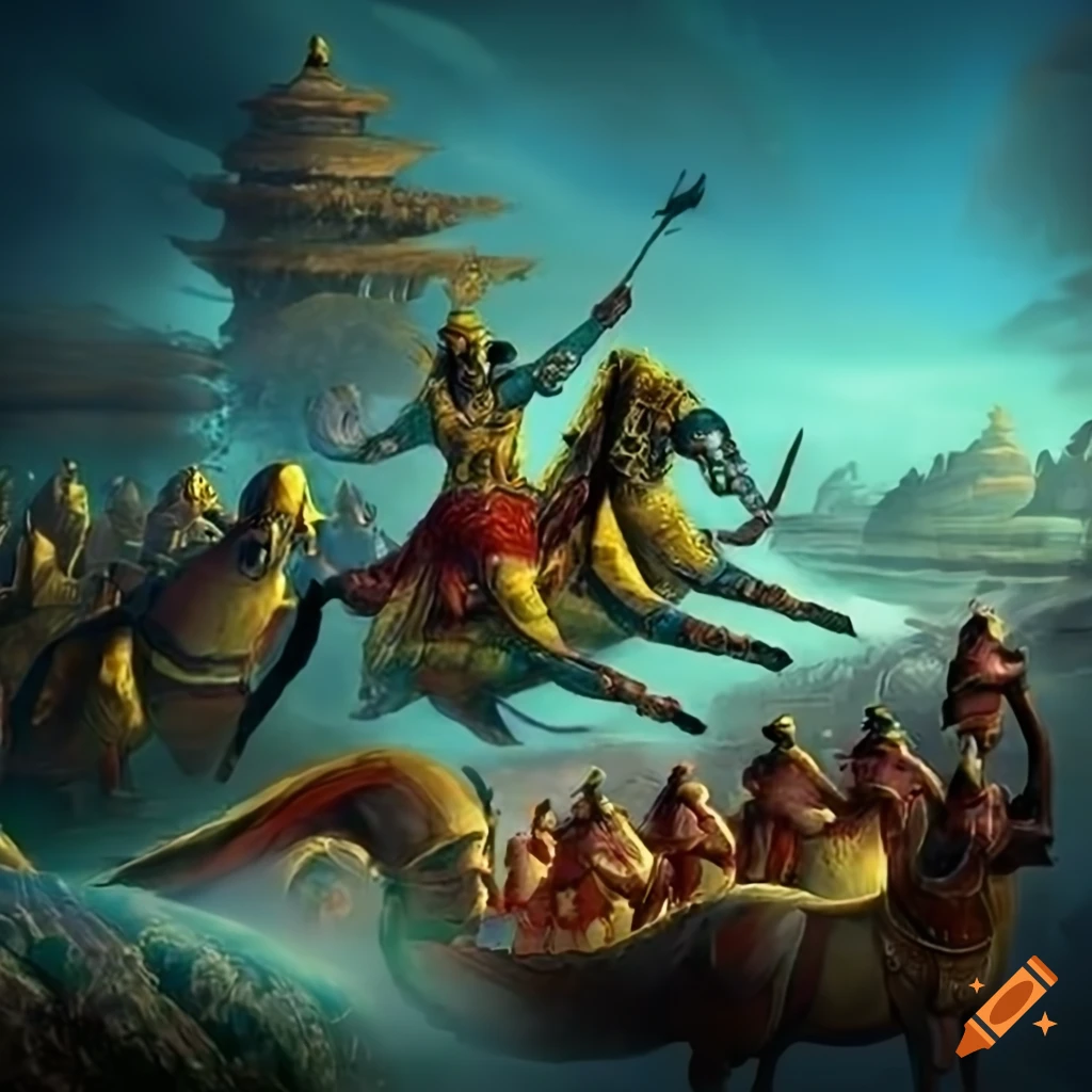 epic battle scene from the Mahabharata