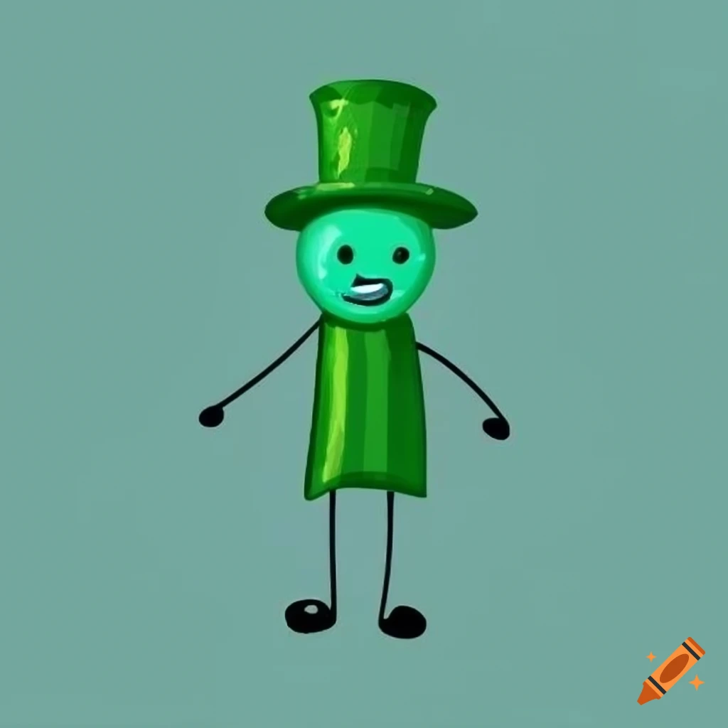 cute stickman wearing a green top hat and coat