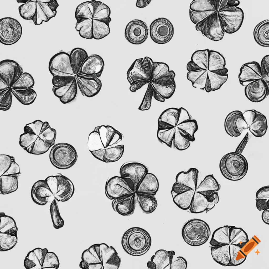 four leaf clover on a backdrop of coins