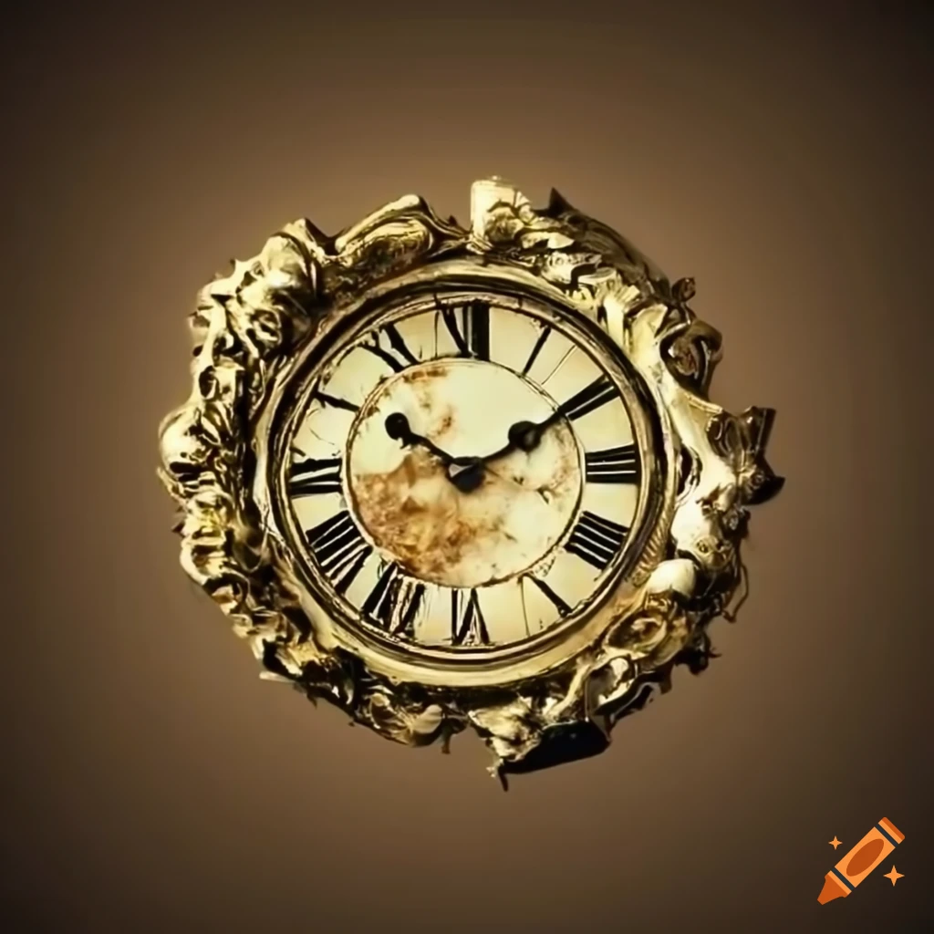 ornate golden broken clock