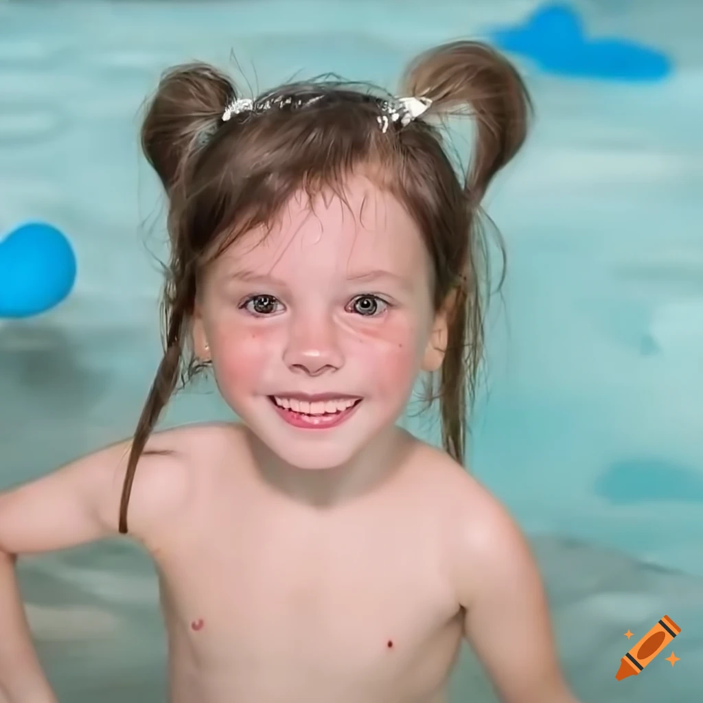 little girl with freckles taking a bath
