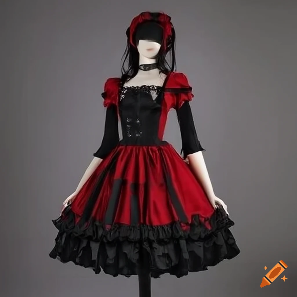 red goth lolita dress on display