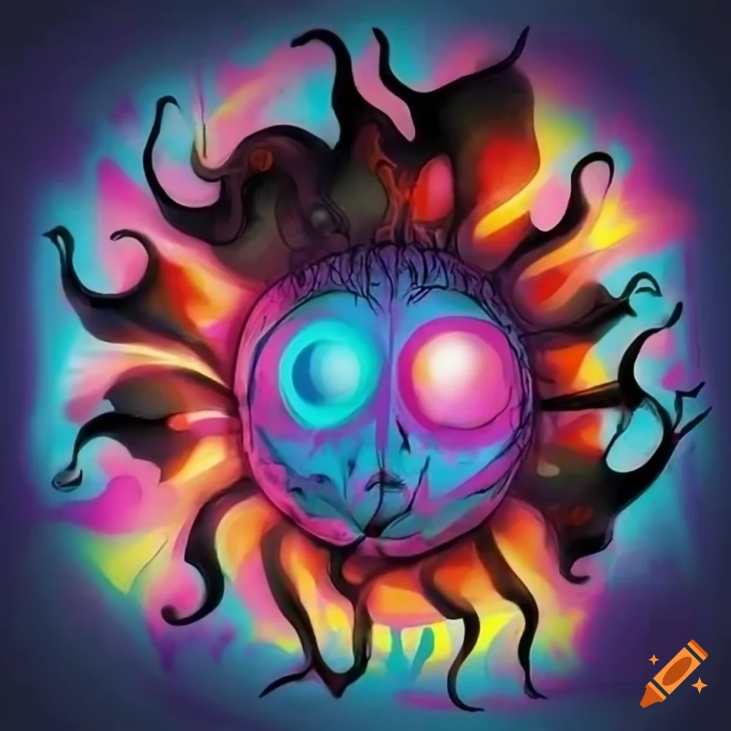 artistic depiction of a Tim Burton-style sun