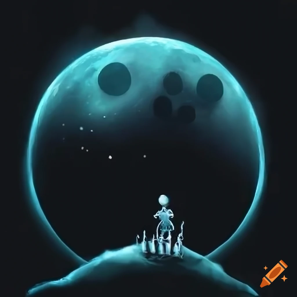 Tim Burton style moon illustration