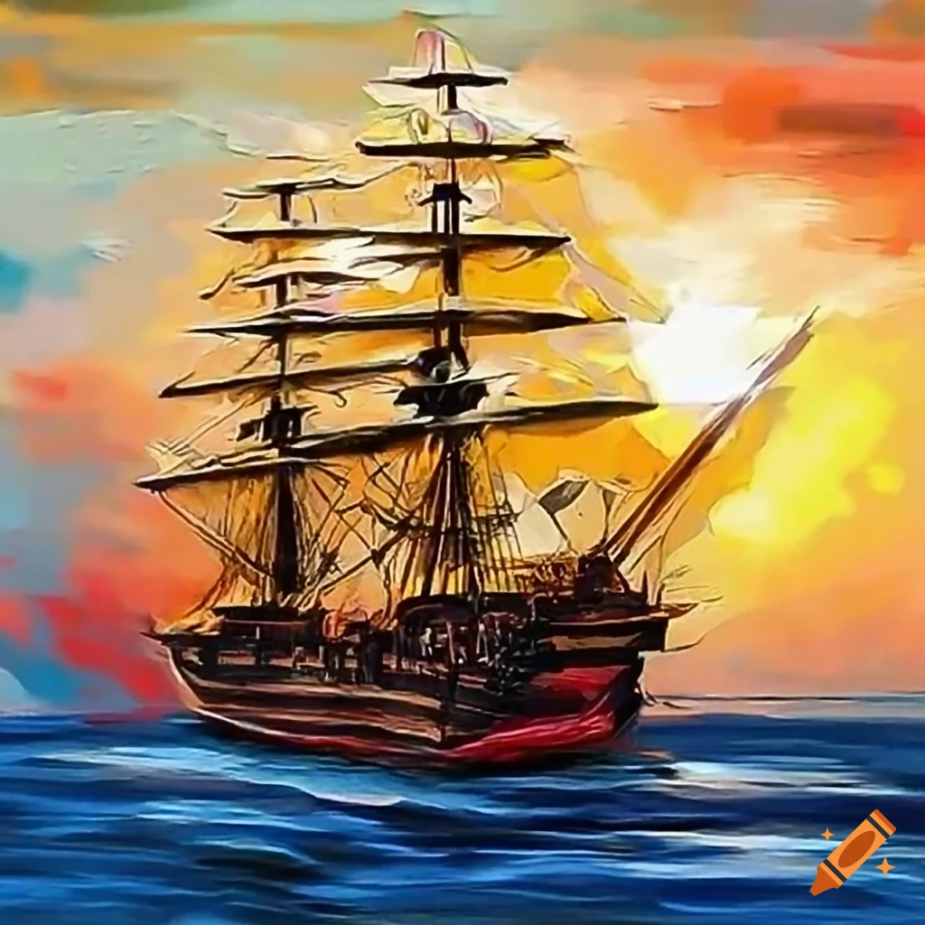 wooden ship in colonial era style