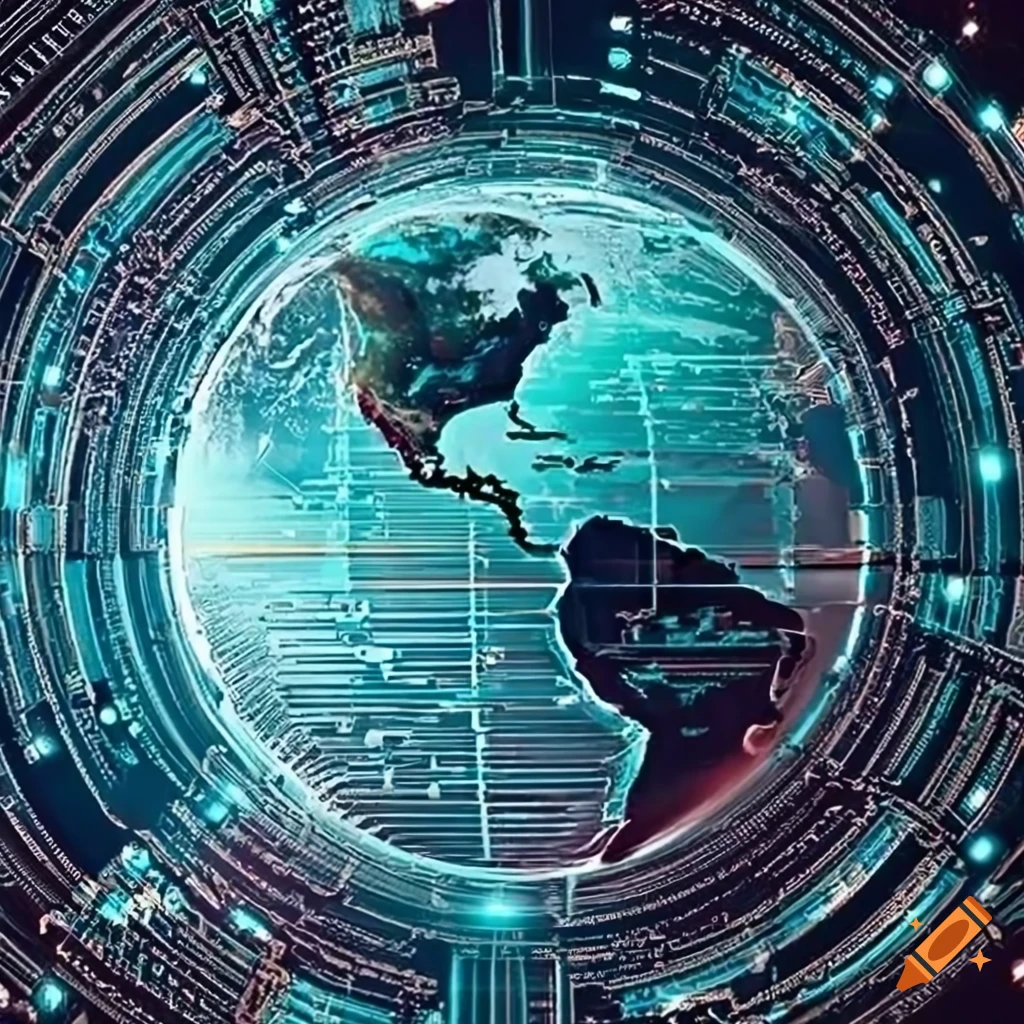 digital cyber earth background with America continent