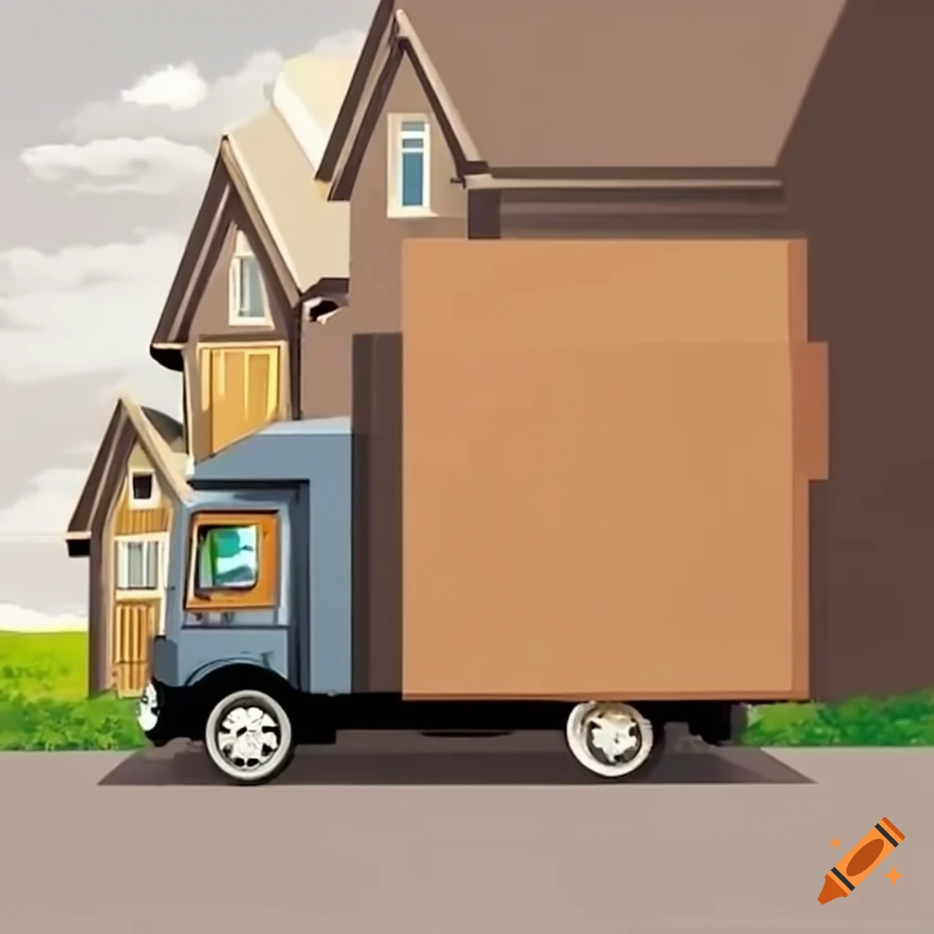 moving truck parked in front of a house