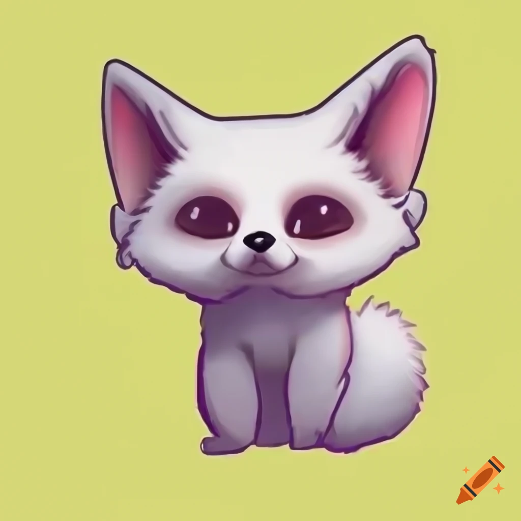 cute white fennec chibi emote for twitch