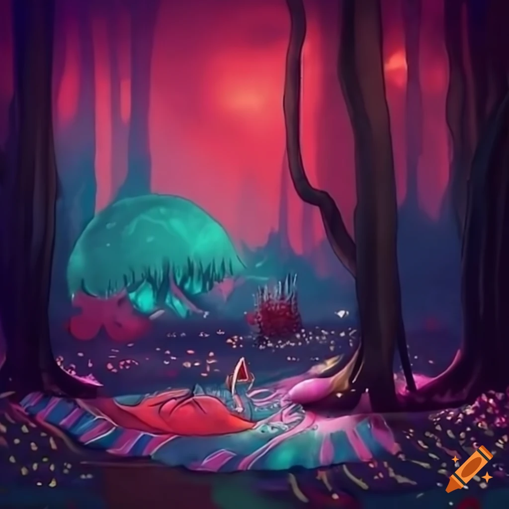 whale carrying a candy forest