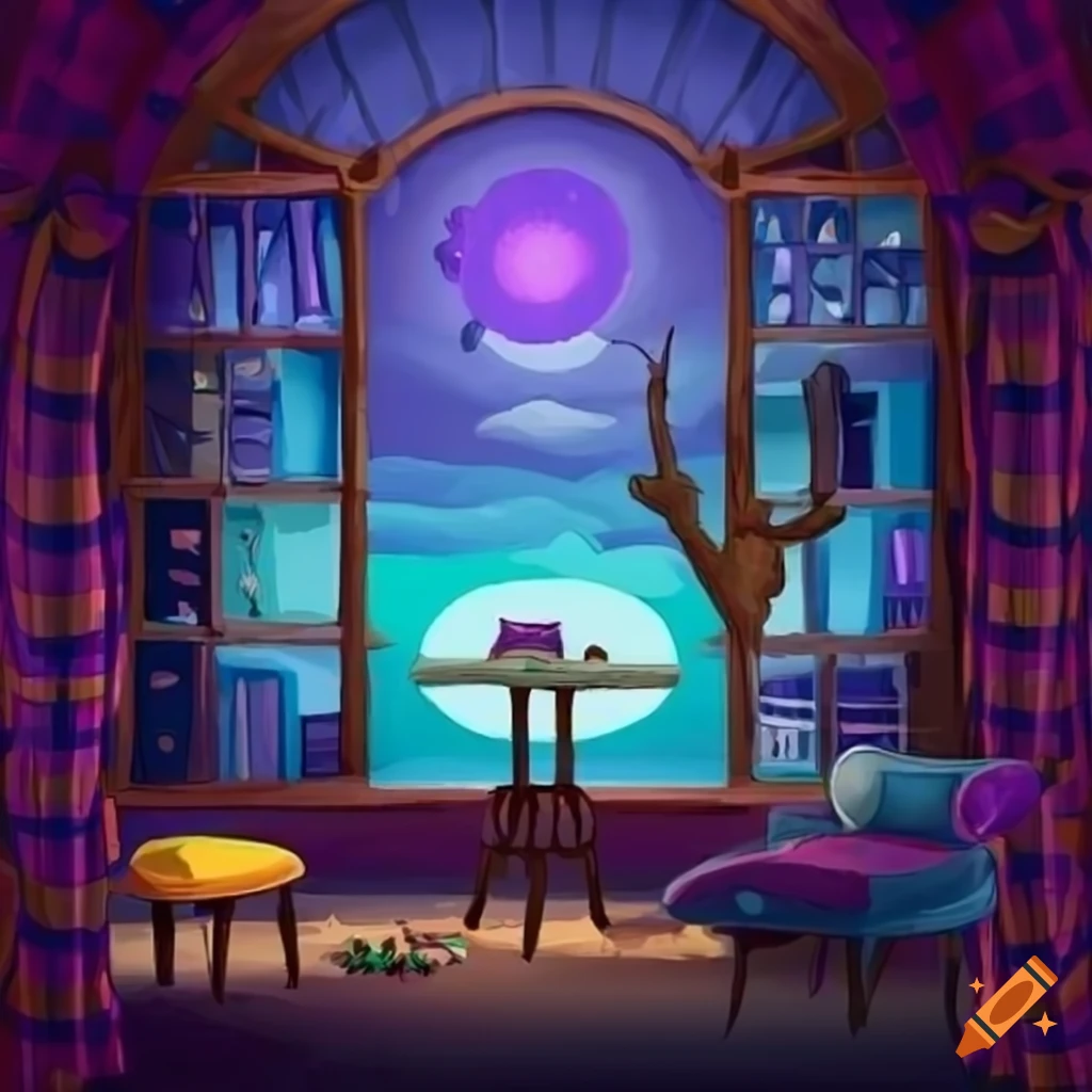 illustration of a cozy witch's living room
