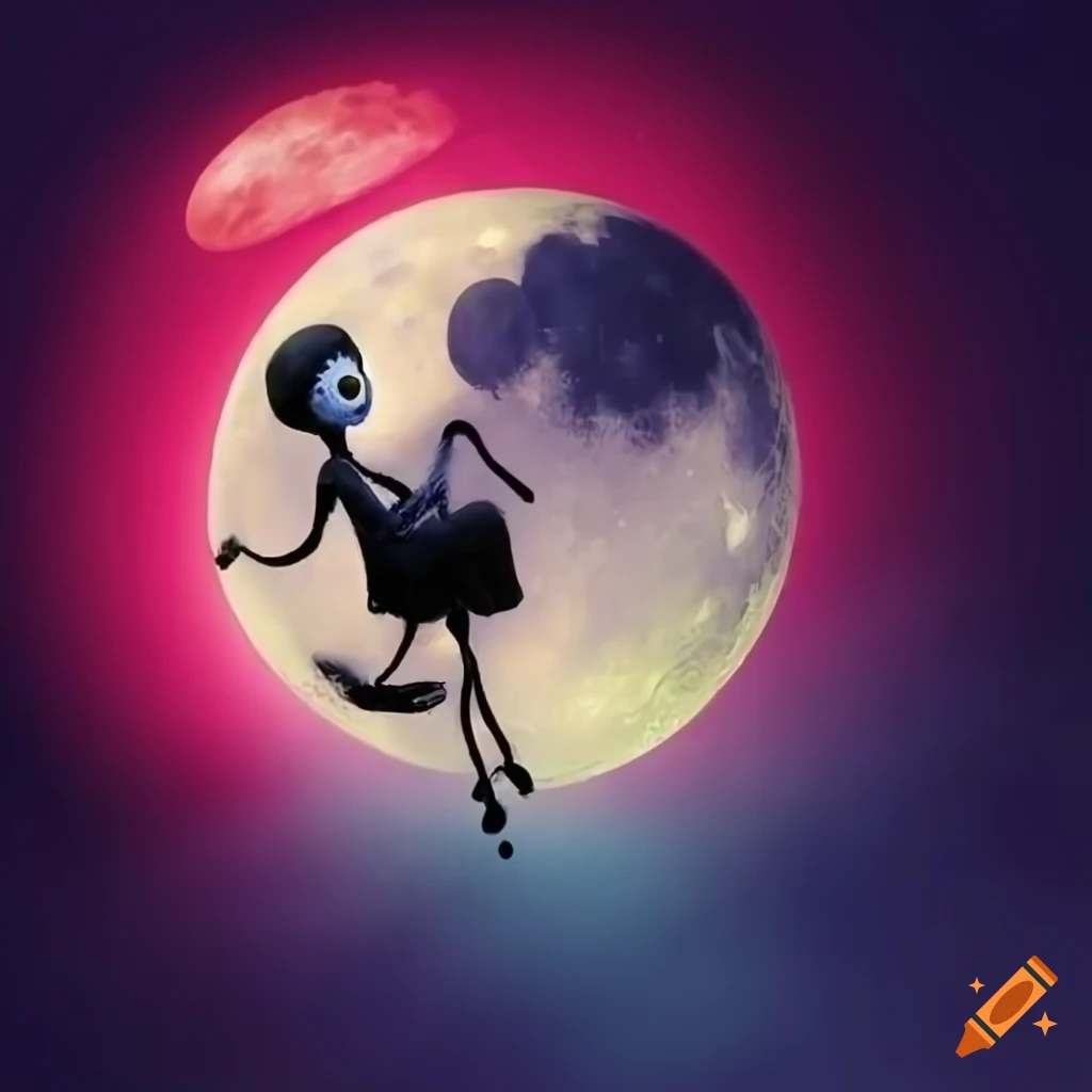moon illustration in Tim Burton style