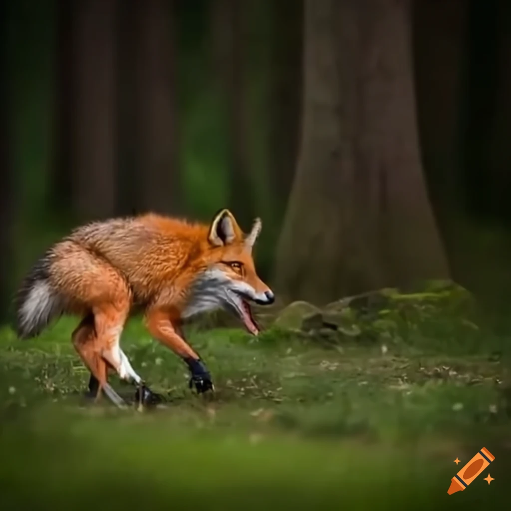 Chared Fox Image of a fox being chased by a wolf on Craiyon