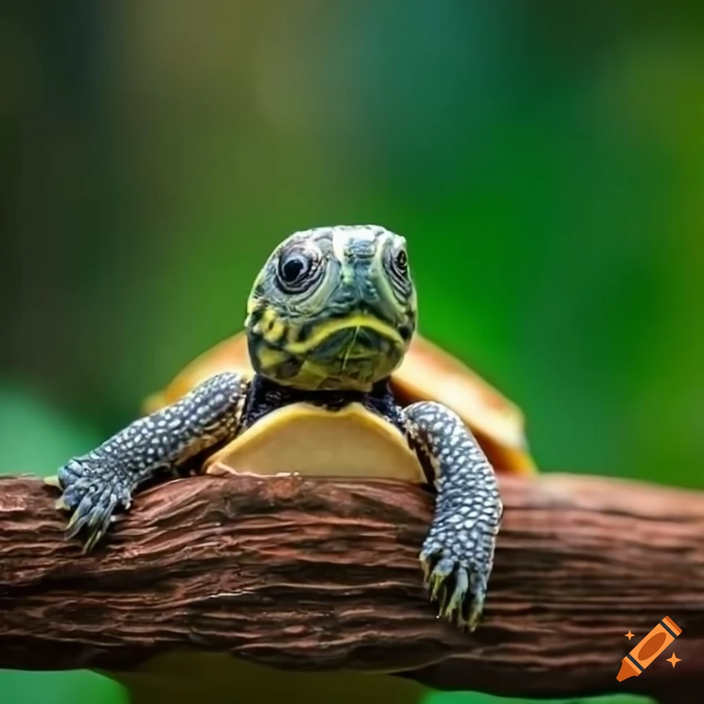 cute turtle with backpack exploring