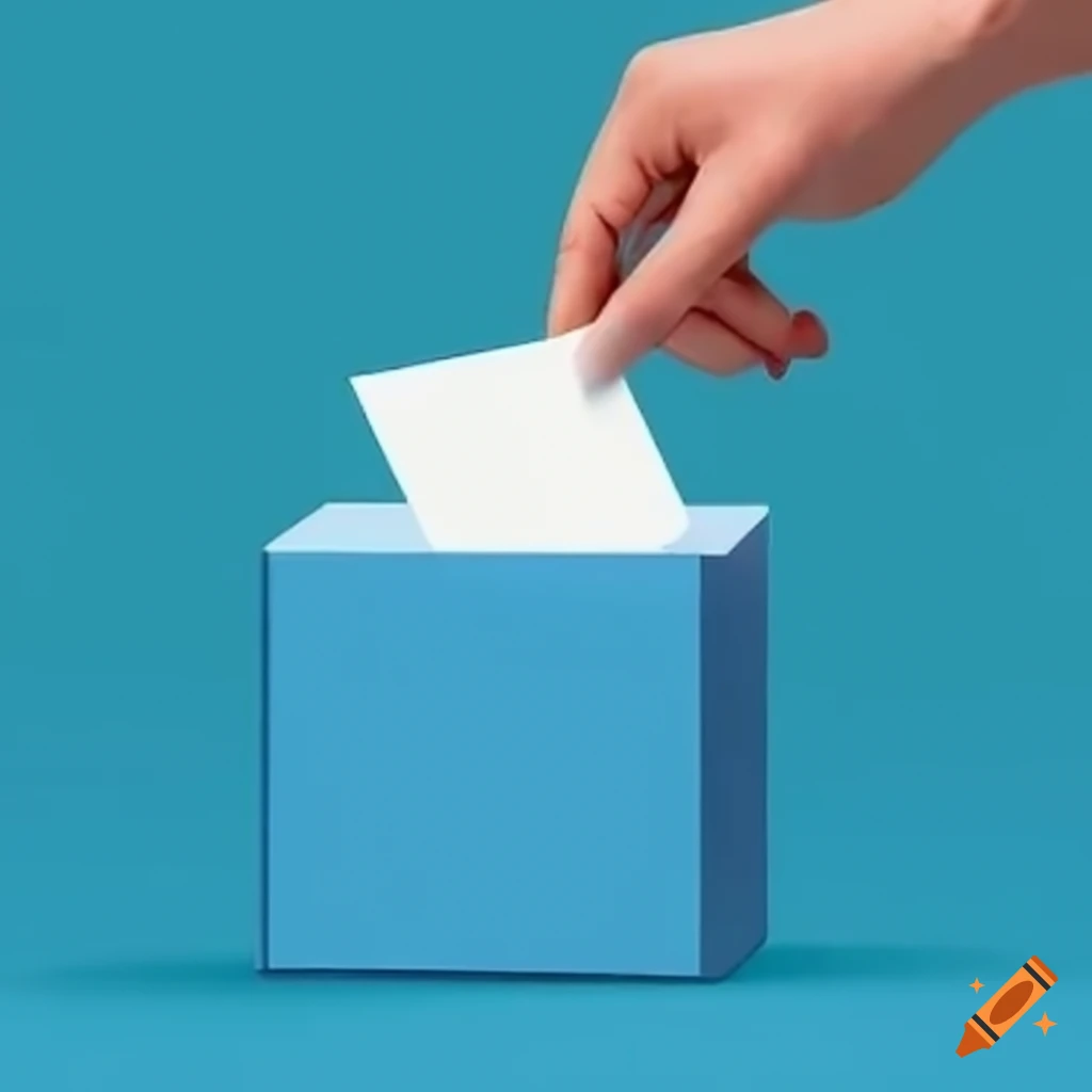hand placing a voting card into a ballot box