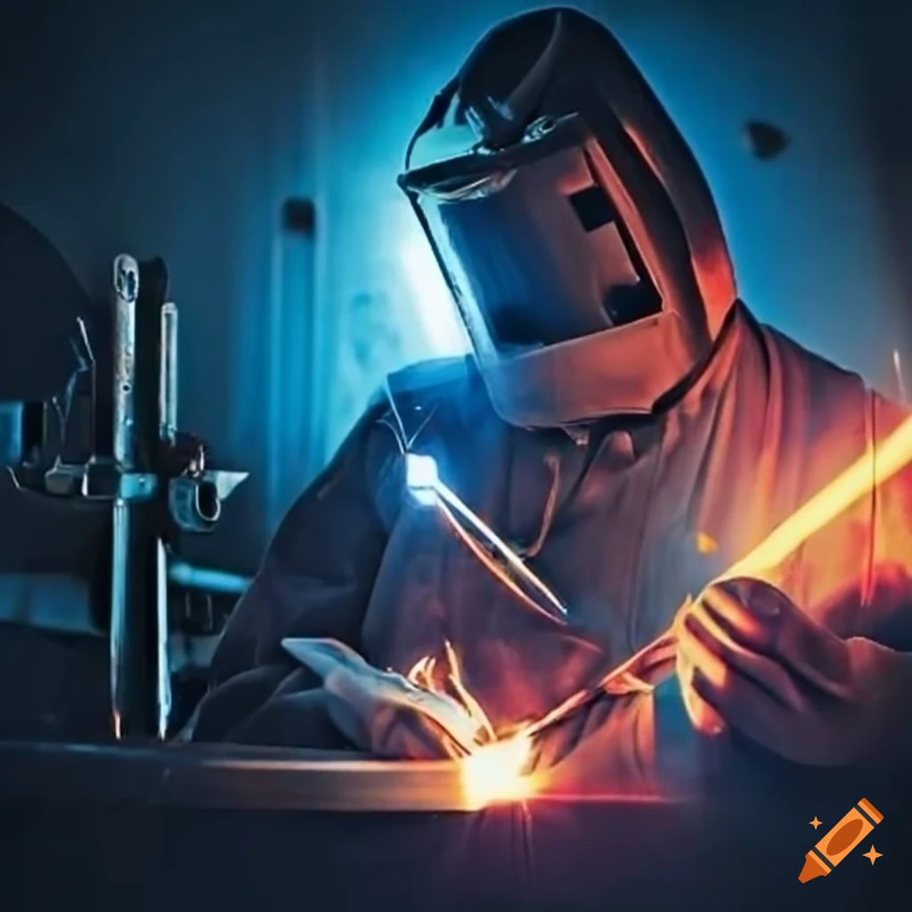 picture of a fabricator welding metal