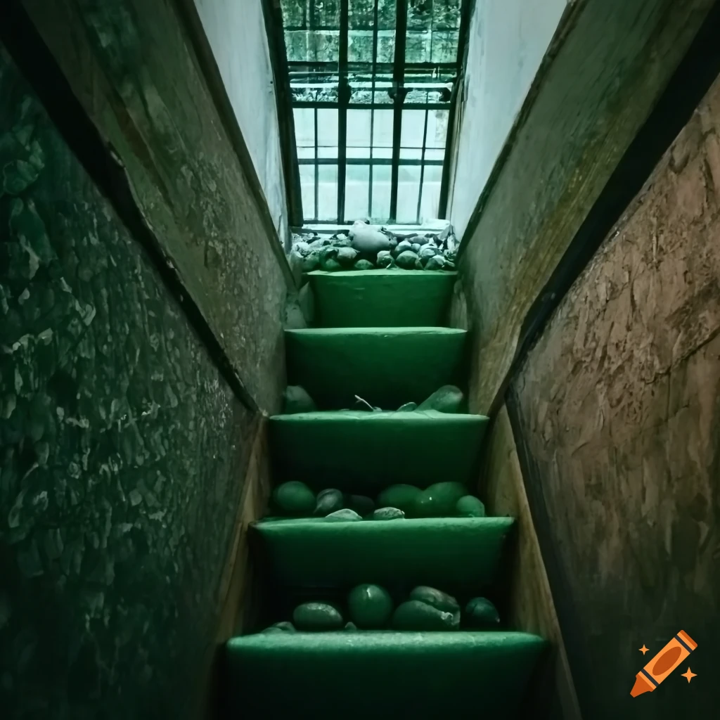 greenhouse interior with crowded steps filled with pebbles