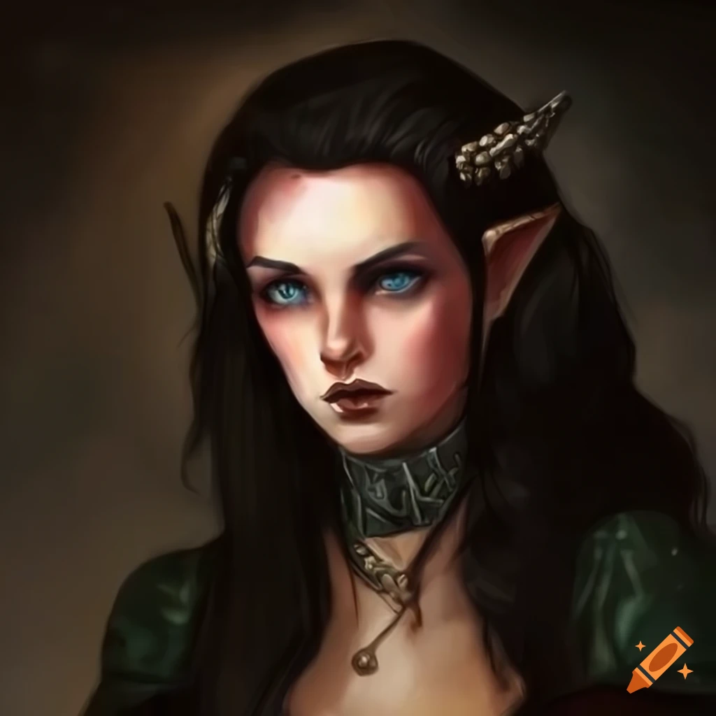 portrait of a mysterious half-elf rogue