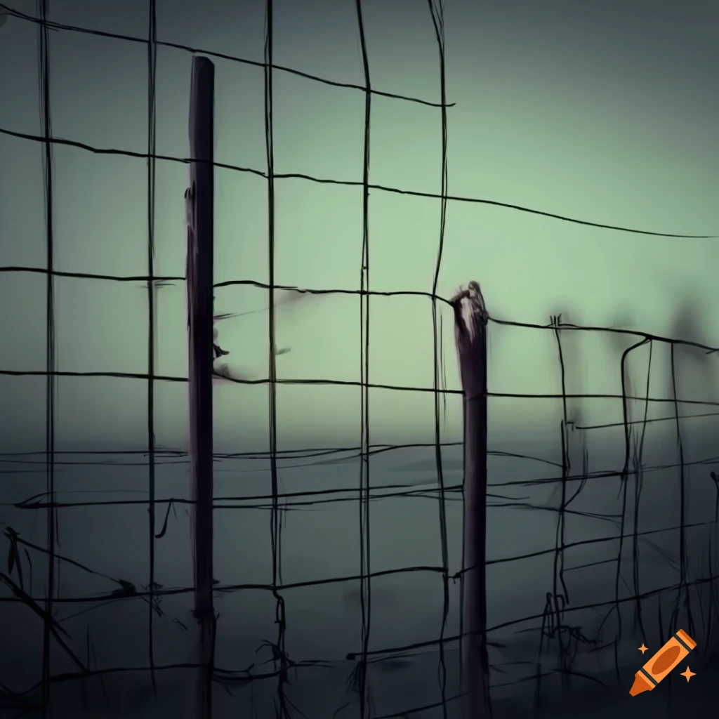 abstract wireframe of a dilapidated fence