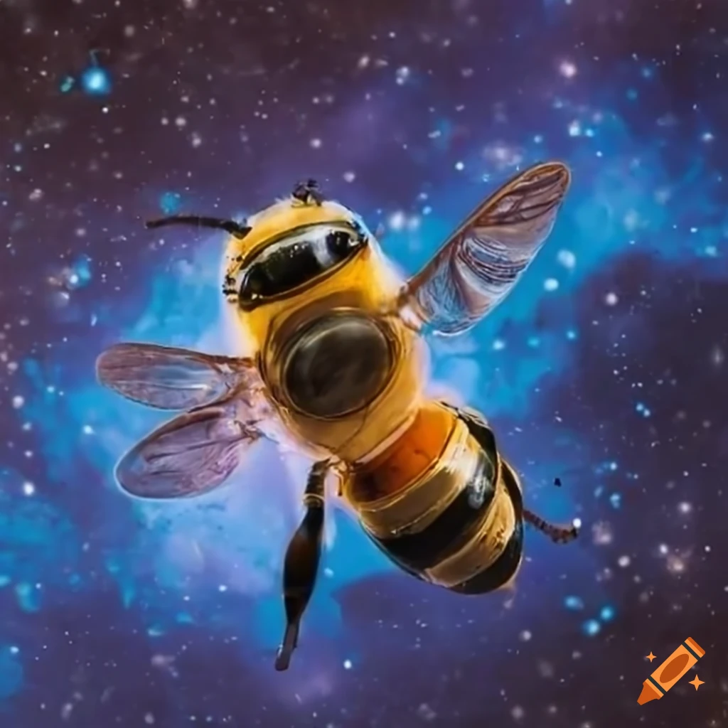 artistic depiction of a bee astronaut