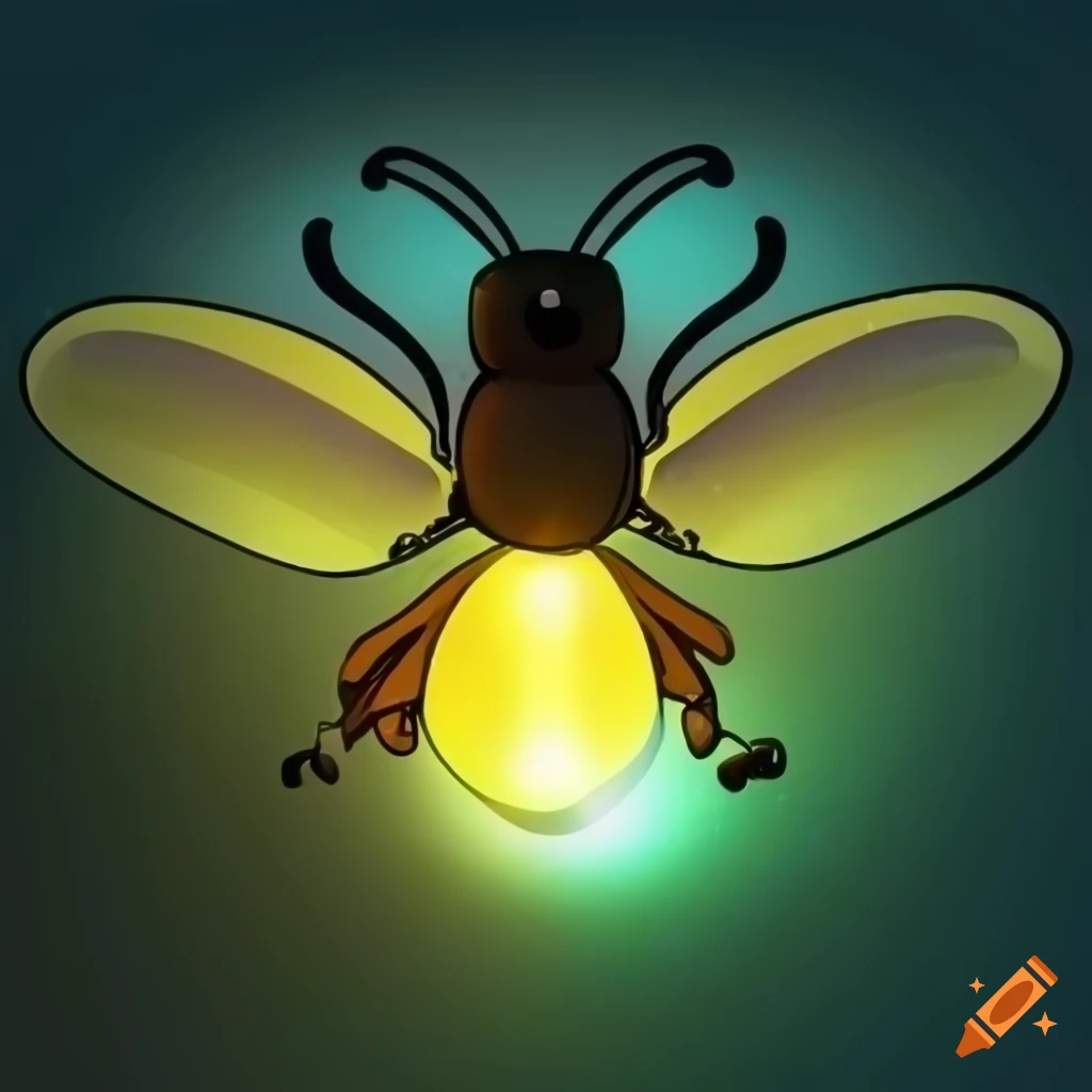 cartoon of a dancing firefly with headphones