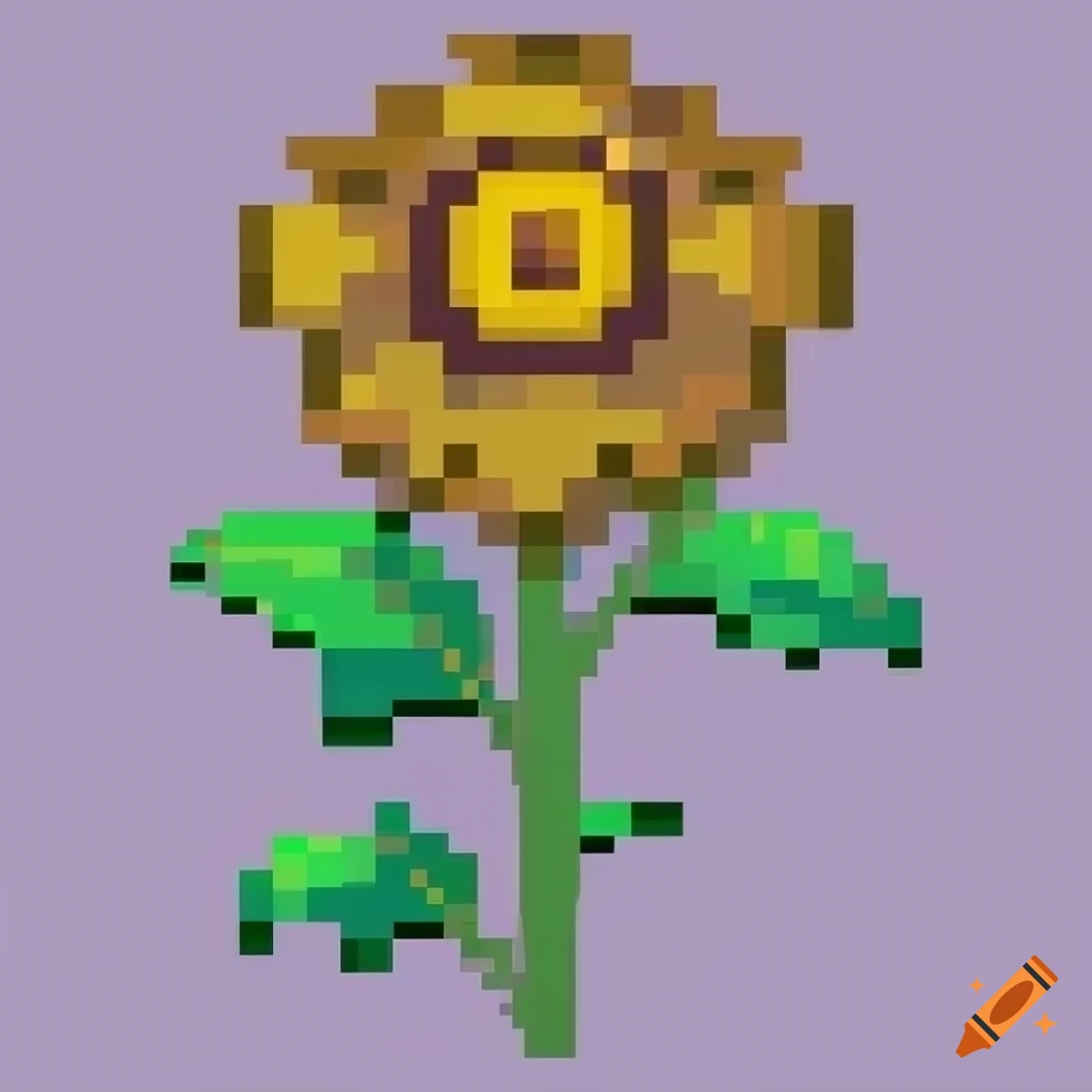 pixel art of a sunflower growing in the ground