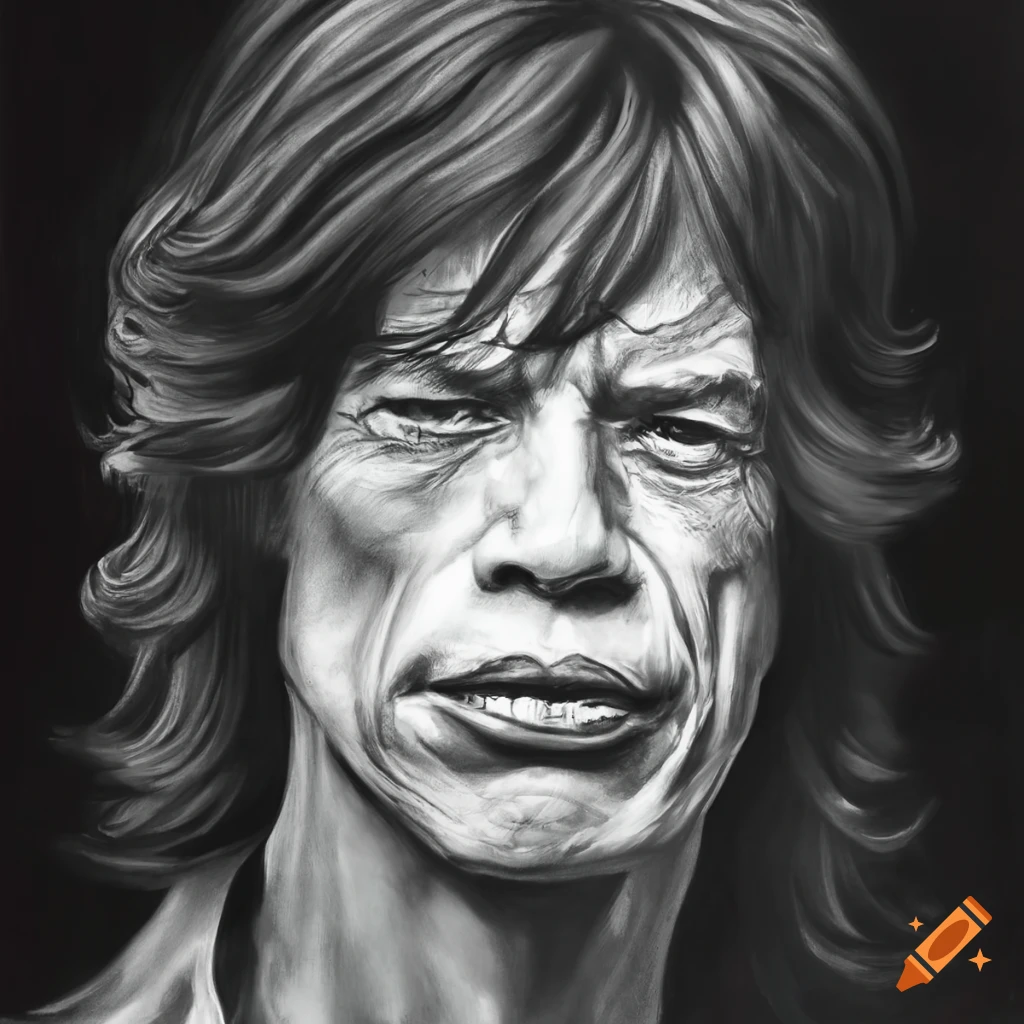 portrait of Mick Jagger in pencil