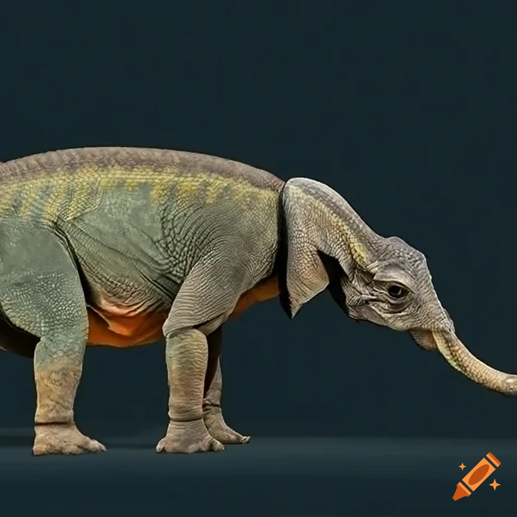 artist's rendition of an Iguanodon with elephant-like skin