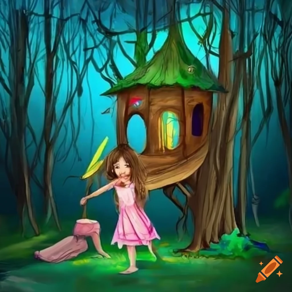 girl drawing in a treehouse