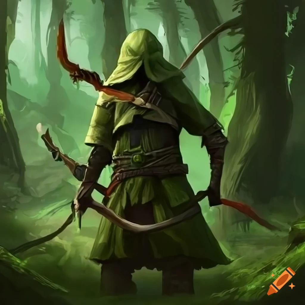 stealthy forest ranger with longbow and daggers