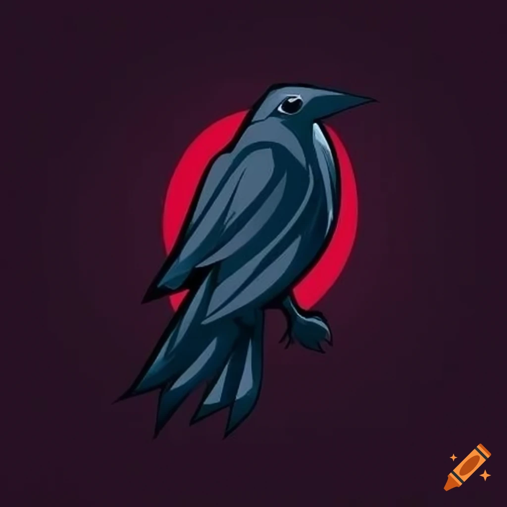 A beautiful animal black crow anime version with black wings black beak  black nails and sharp