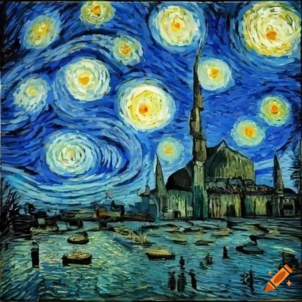 mosque inspired by Van Gogh's Starry Night