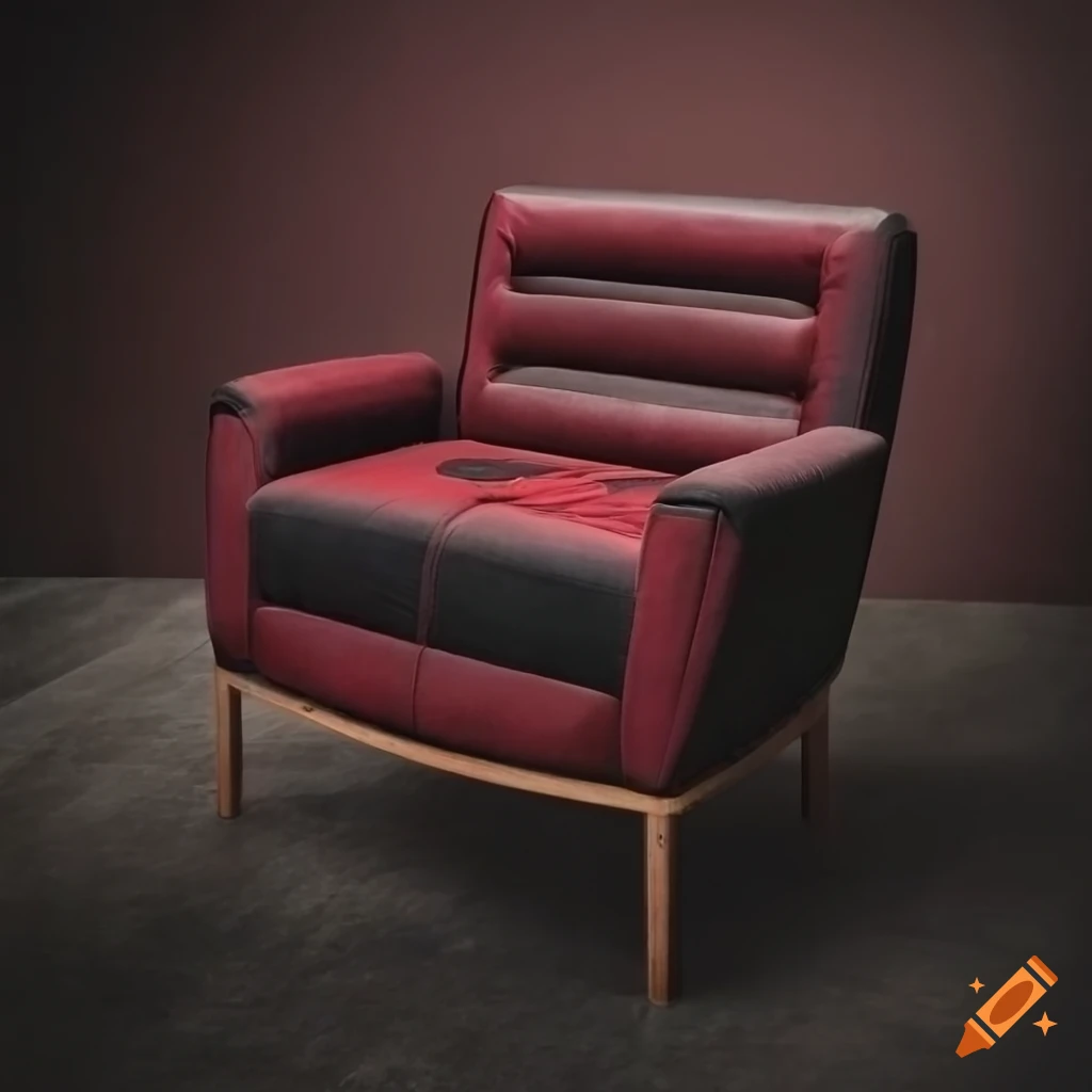 red and black couch upholstered by carpentry experts