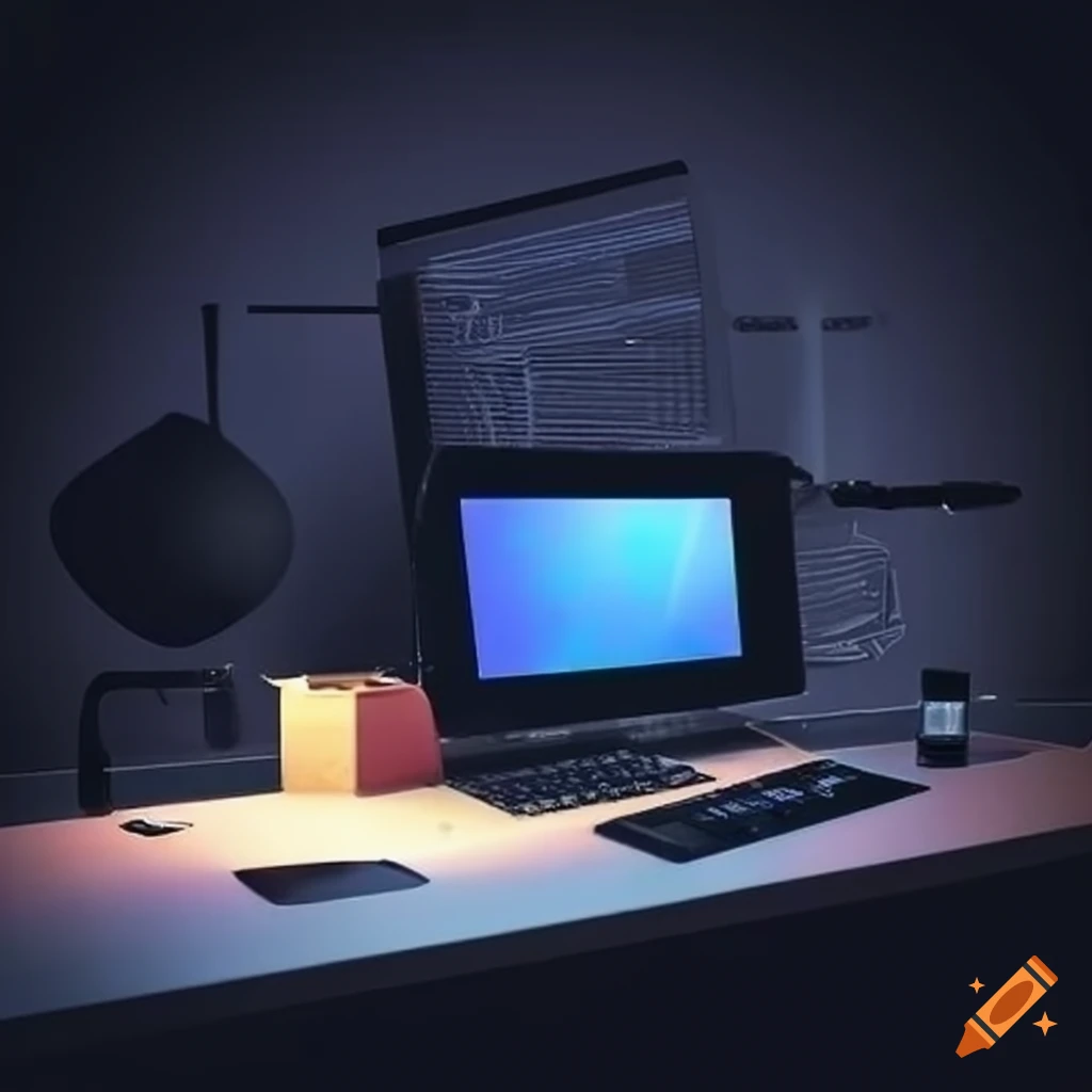 desk filled with tech gadgets