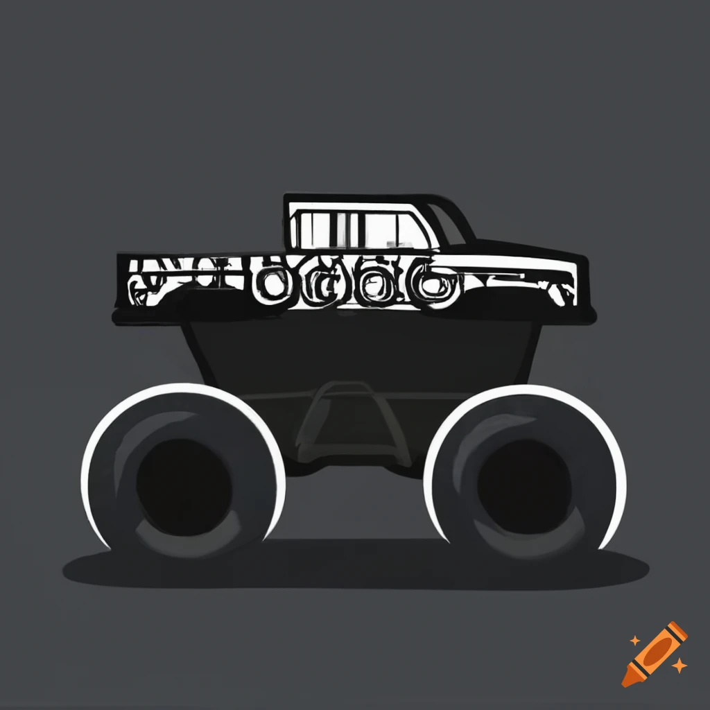 minimalistic illustration of a monster truck