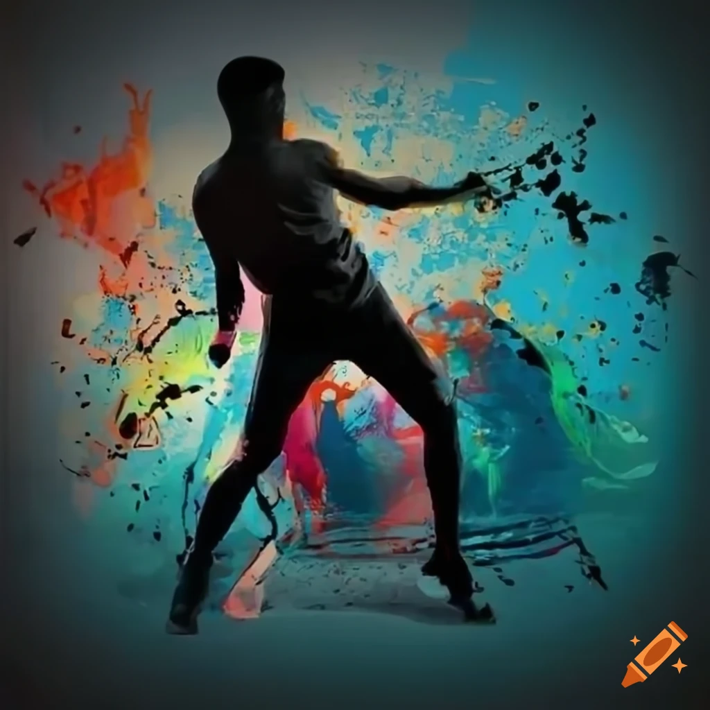 colorful silhouette of a man playing padel