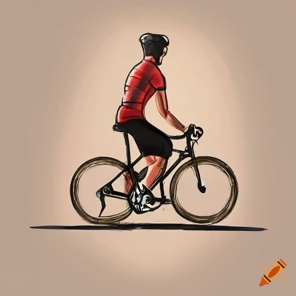sketch of a roadbike in front of a mountain landscape with flags of France, Germany, Italy, Spain and Portugal